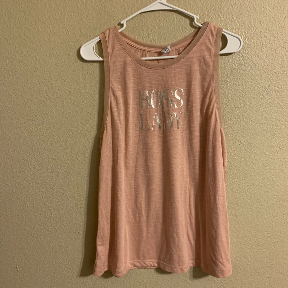 Pink Boss Lady workout top large